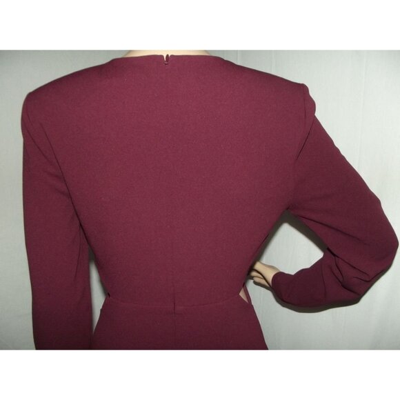 Express Sheath Dress Womens Small Wine Strong Shoulder Side Cutout Mini 4-6 - Picture 9 of 13